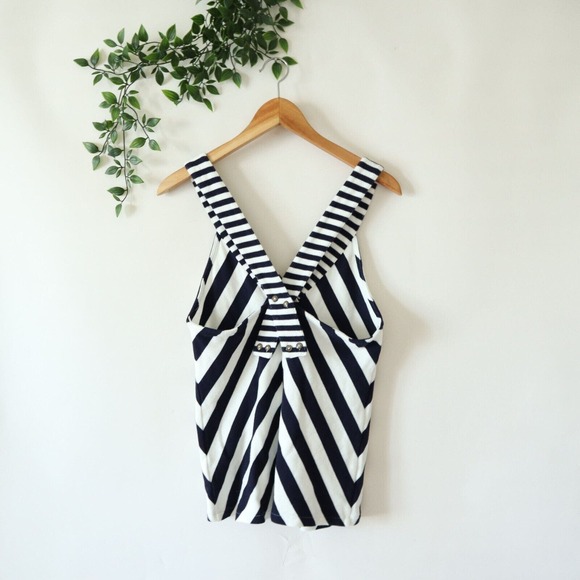 Postmark Anthropologie Blue & White Striped Sleeveless Top Size Medium - Picture 3 of 4